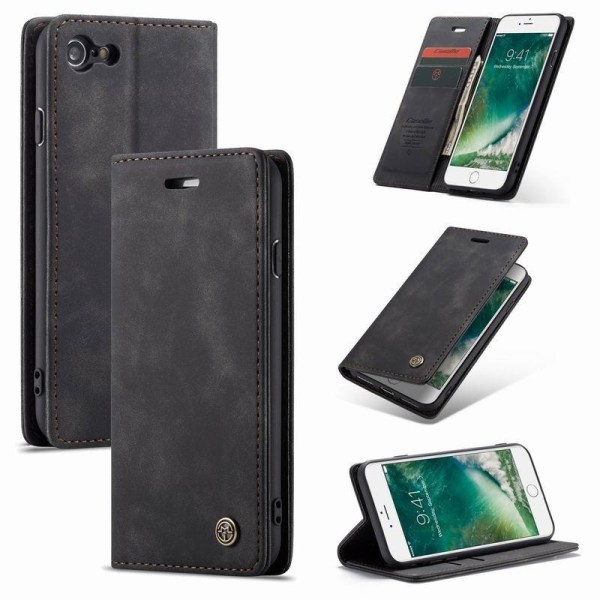 iPhone SE (2020 & 2022) Elegant Flip Cover CaseMe 3-RUMMET Black