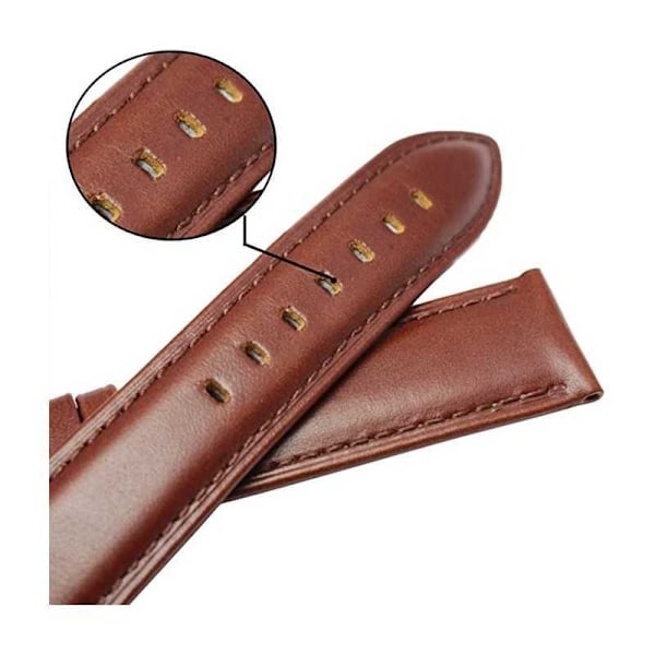 Kellon ranneke Ruskea PU-nahka 18/20/22mm - Terässolki Brown 20mm
