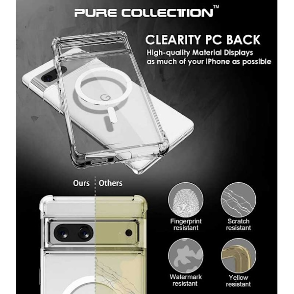 Google Pixel 7 Transparent stødabsorberende cover MagSafe-kompatibel Transparent