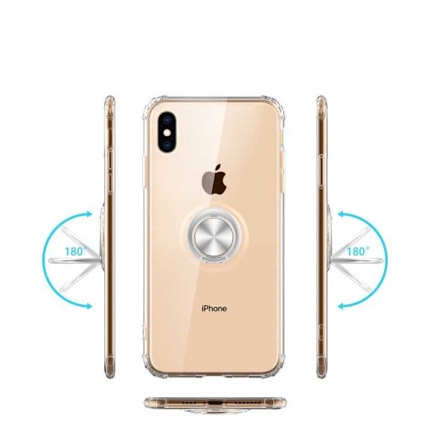 iPhone XS / X Iskunkestävä kansi sormustelineellä Fresh Transparent