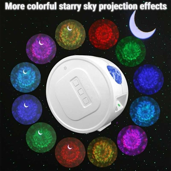 Stjerneprojektor Rumlampe i LED & Bluetooth Speaker V2 White