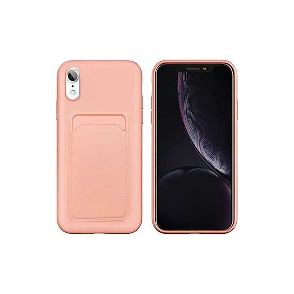 iPhone XR Kumitettu Iskunkestävä Kotelo Korttilokeron Liquid Rosa