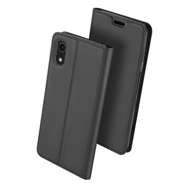 iPhone XR Flip Case Skin Pro korttilokerolla Svart
