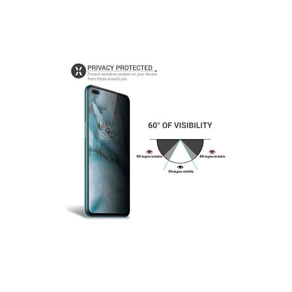 OnePlus Nord 2 5G Privacy Hærdet glas 0,26 mm 2,5D 9H Transparent