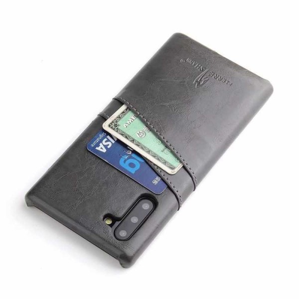 Samsung Note 10 Skal Korthållare Retro Svart