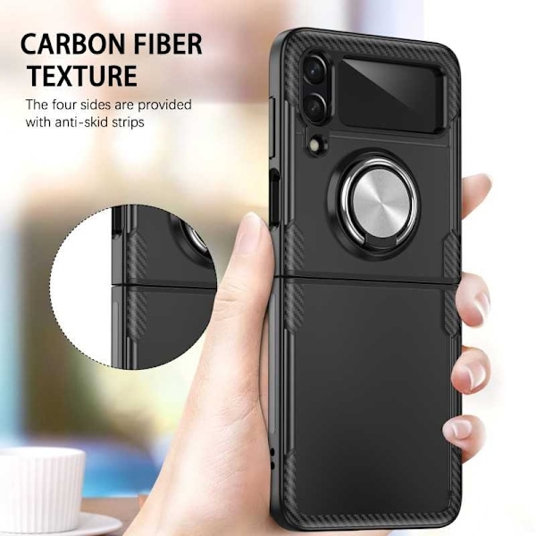 Samsung Z Flip 4 Practical iskunkestävä kotelo sormustelineellä V4 Transparent
