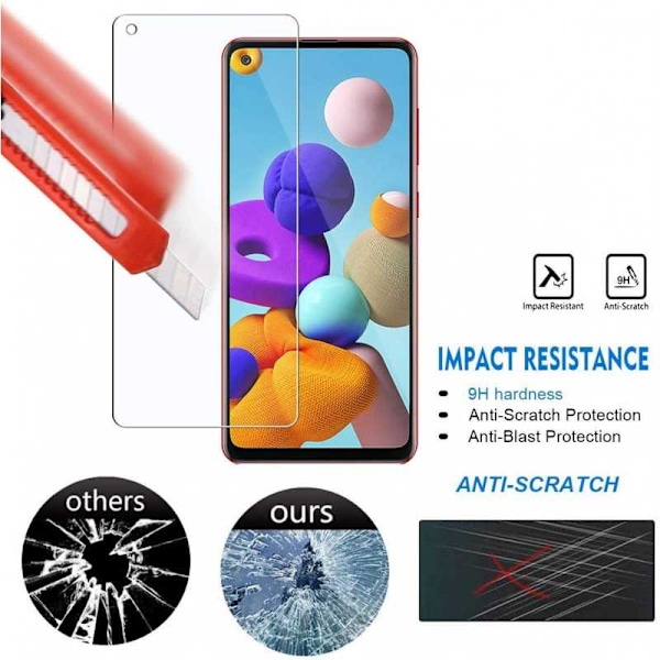 2-PACK Samsung A21s hærdet glas 0,26 mm 2,5D 9H Fullframe Transparent