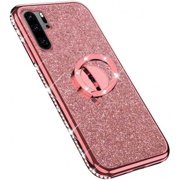 Huawei P30 Lite iskunvaimennin suojus sormustelineellä Rosenguld