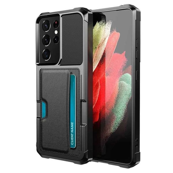 Samsung S21 Ultra Iskunkestävä kansi korttipaikalla Solid V2 Black