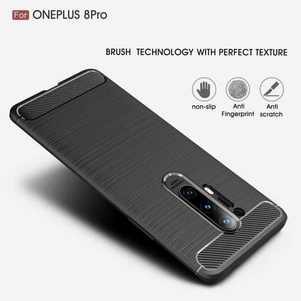 OnePlus 8 Pro Iskunkestävä SlimCarbon -suojus Black