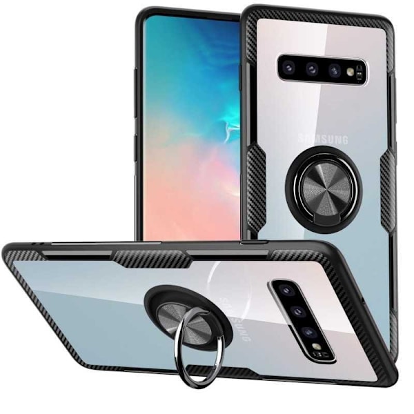 Samsung S10e Praktisk Stöttåligt Skal med Ringhållare V4 (SM-G970F) Svart