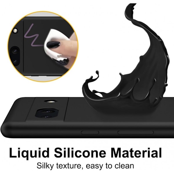 Google Pixel 8A Gummibelagd Mattsvart Skal Kameraskydd Liquid - Svart