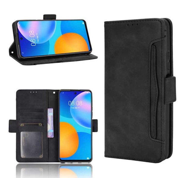 Huawei P Smart 2021 Pung-etui PU-læder 6-LOMMES Winston V3 Black