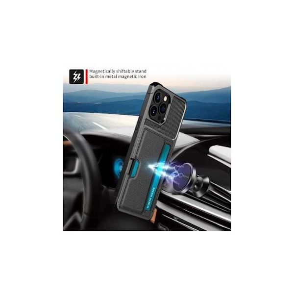 iPhone 13 Pro Max Iskunkestävä kansi korttipaikalla Solid V2 Black