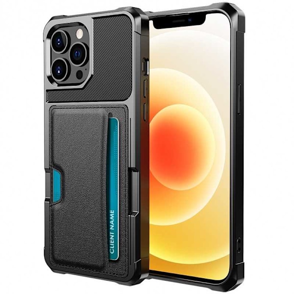 iPhone 13 Pron iskunkestävä kotelo korttipaikalla Solid V2 Black