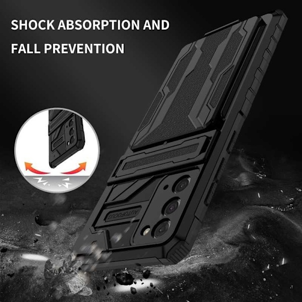 Samsung Note 20 Stöttåligt Skal Kickstand & Kortfack ThinArmor V3 Svart
