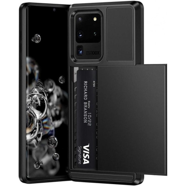 Samsung Galaxy S21 Ultra iskunkestävä kotelo korttipaikalla Black