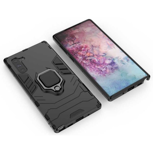 Samsung Note 10 Stødsikkert cover med ringholder tyndarmeret Black