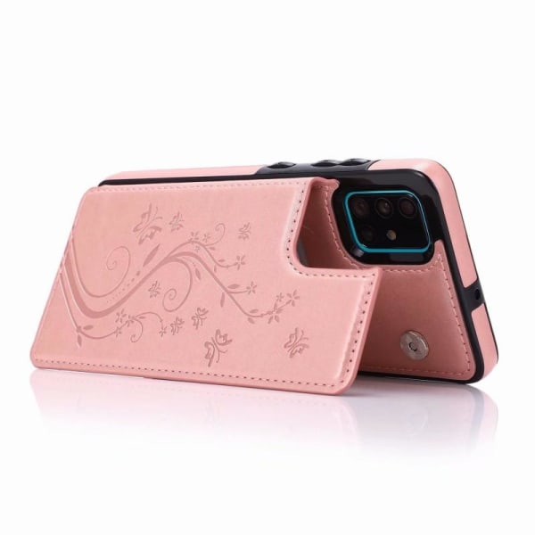 Samsung A51 Iskunkestävä kotelo, 3-taskuinen Flippr V2 Pink gold