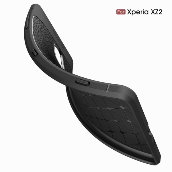 Xperia XZ2 Stöttåligt & Stötdämpande Skal LeatherBack Svart