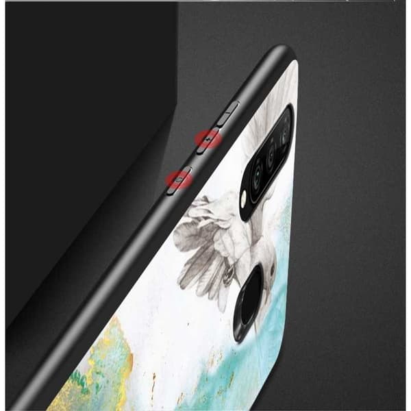 Xiaomi Mi A2 Marble Shell 9H Tempered Glass Back Glassback V2 Black Svart/Vit