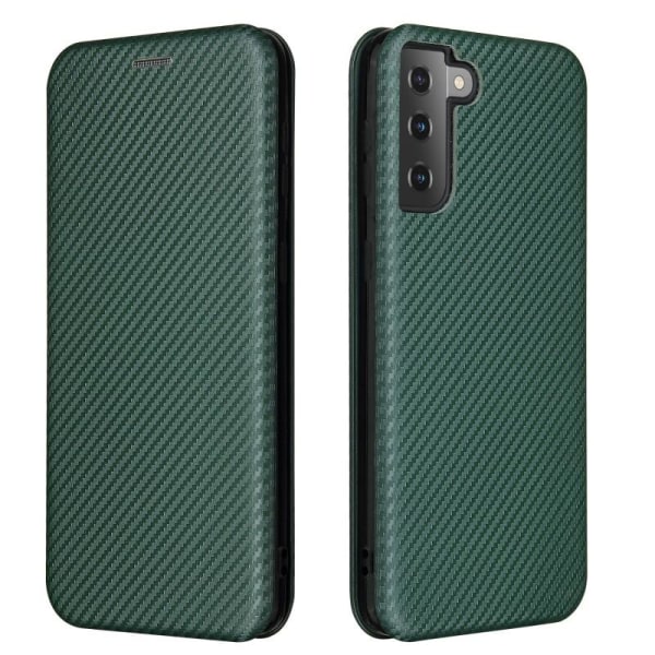 Samsung S21 Plus Flip Veske Kortspor CarbonDreams Grønn Green