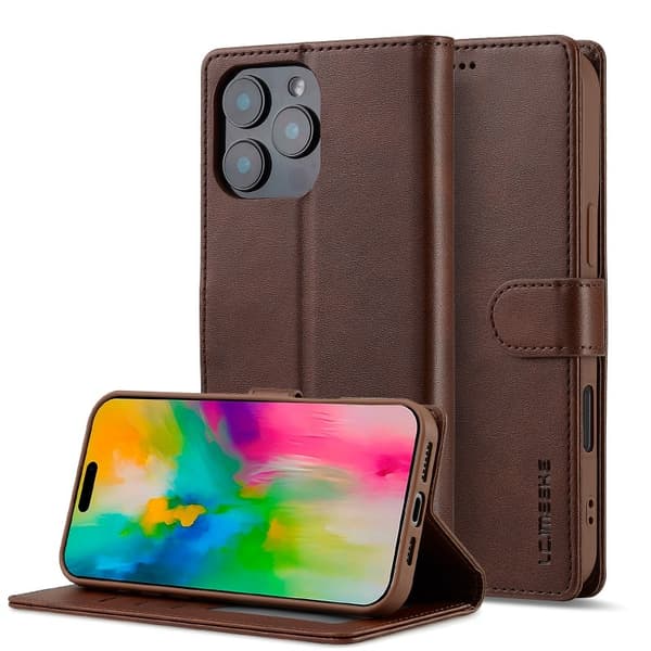 LC.IMEEKE Plånboksfodral iPhone 16 Pro - Mörkbrun