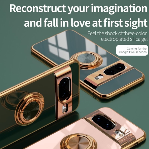 Google Pixel 8a Elegant & Stöttåligt Skal med Ringhållare Flawless - Svart