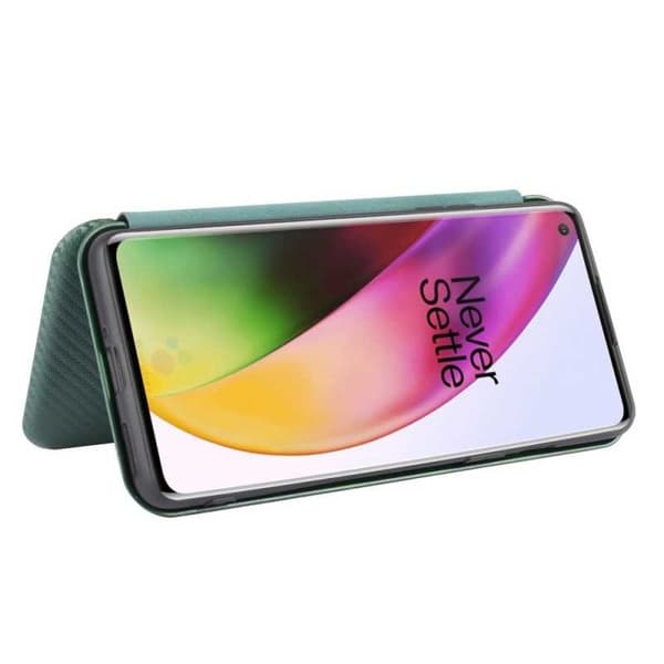 OnePlus 8 Flipfodral Kortfack CarbonDreams Grön Grön