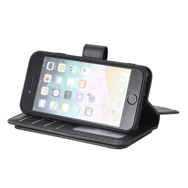 Käytännöllinen iPhone 8 -lompakkokotelo, jossa on 11 taskua Array V2 Black