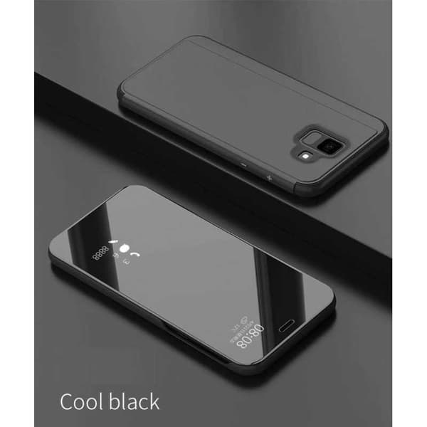 Samsung J6 2018 Smart Flip Case Clear View Seisova V2 Rocket Svart