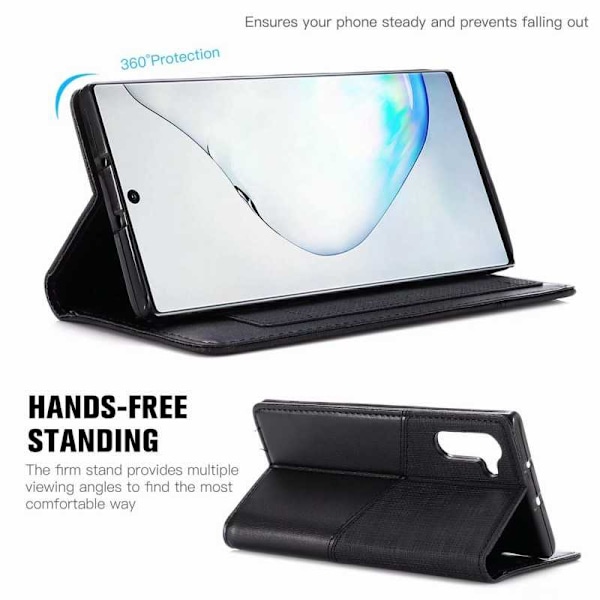 Samsung Note 10 Elegant Fodral i PU-Läder med RFID Block Svart