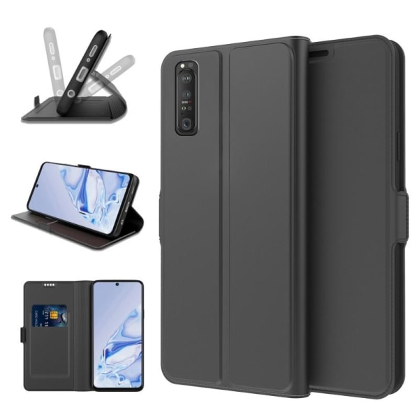 Sony Xperia 5 IV Flip Case Skin Pro V2 med kortrum Black