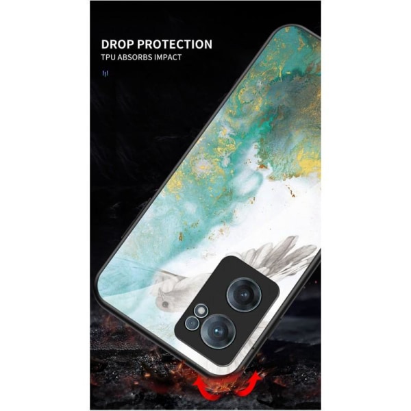 OnePlus Nord CE 2 5G Marmorikuori 9H Karkaistu lasi Takaosa Glassback V2 MultiColor Emerald Green