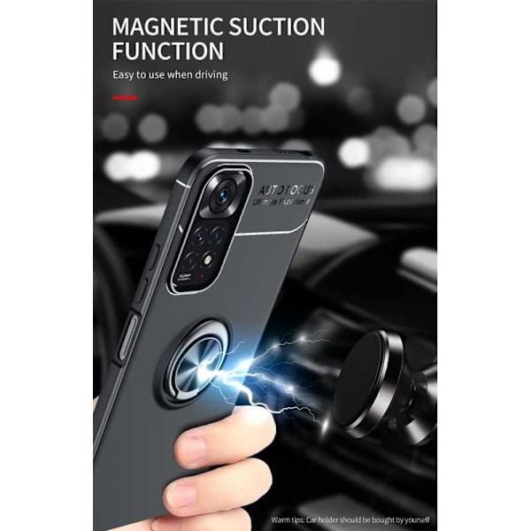 Xiaomi Redmi Note 11 / 11S Praktisk Stöttåligt Skal med Ringhållare V3 Svart