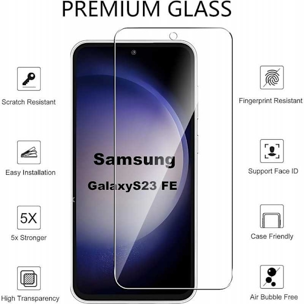 2-PACK Samsung S23 FE Hærdet glas 0,26mm 2,5D 9H