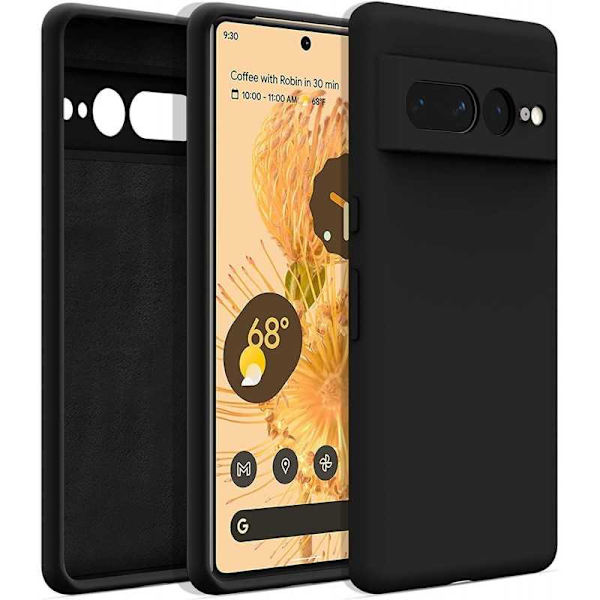 Google Pixel 7a Gummibelagd Mattsvart Silikon Skal med Kameraskydd Svart