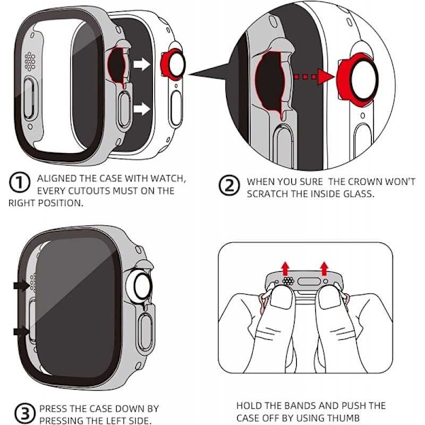 2-PACK Apple Watch Ultra 1/2 (49mm) Stötdämpande Skal 9H Härdat Glas 2in1 Black