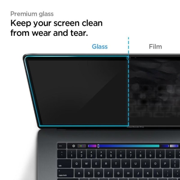 MacBook Pro 16" 2019-2020 hærdet glas 9H Spigen Glass FC Transparent