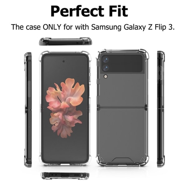 Samsung Z Flip 3 5G Stöttåligt Skal med Förstärkta Hörn Transparent