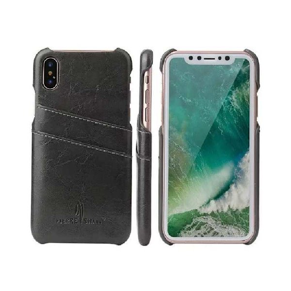 iPhone X Skal Korthållare Retro Svart