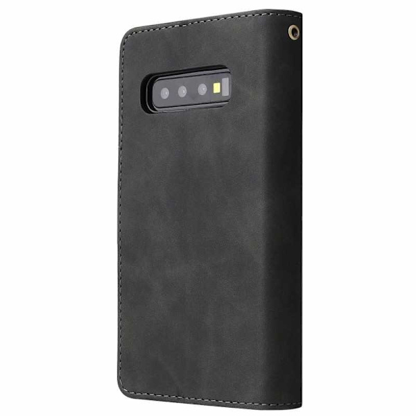 Samsung S10 Plus multifunktionelt pung etui Lynlås 8-rum Black