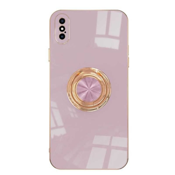 iPhone X / XS tyylikäs ja iskunkestävä kotelo Flawless sormustelineellä Rosa