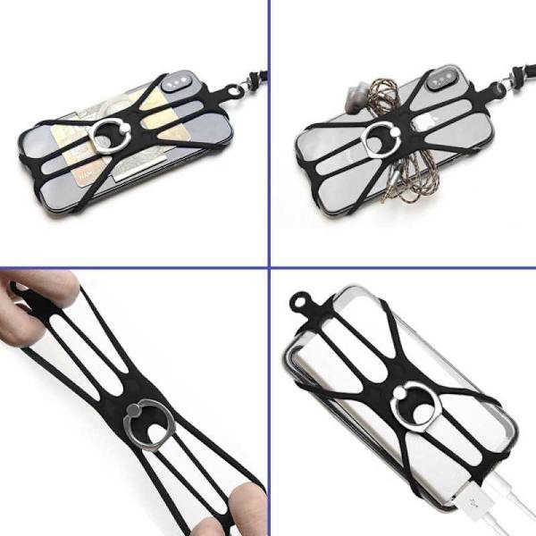 Telefonholder med nakkestrop | Ringholder - Sort Black