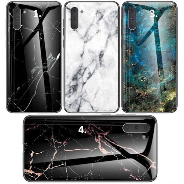 Samsung Note 10 Marmorskal 9H Härdat Glas Baksida Glassback V2 Black Svart/Guld