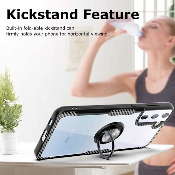 Samsung S21 Plus Praktisk stødsikkert cover med ringholder V4 Transparent