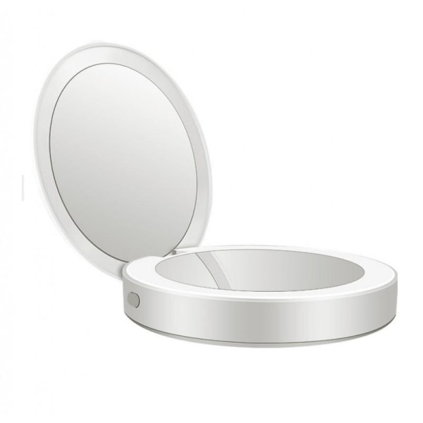 Kompakt makeup-spejl med LED-belysning og powerbank Vit