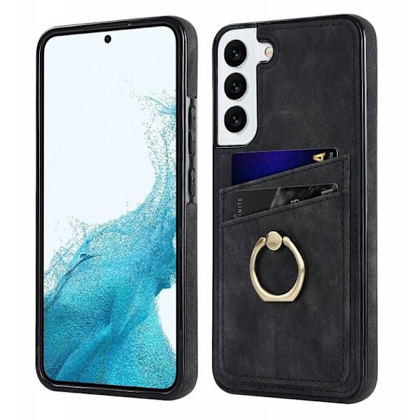 Samsung S22 Plus Mobilskal med Korthållare Retro V4 Svart