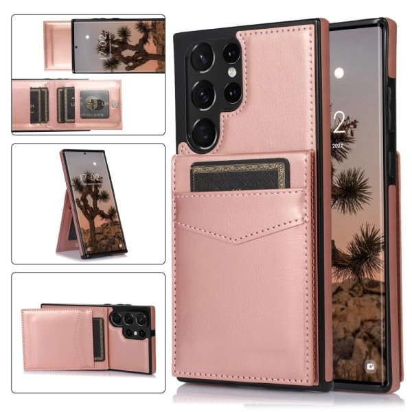 Samsung S24 Ultra Mobilskal Korthållare 5-FACK Retro V3 - Rosegu