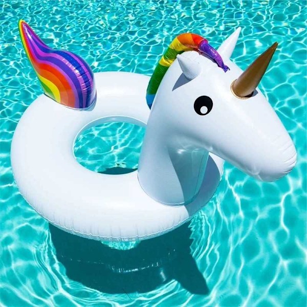 Oppustelig bademadras Unicorn White